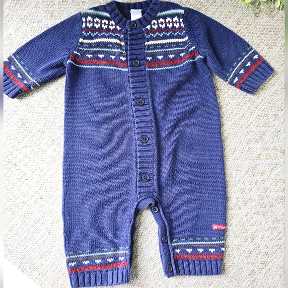 Navy Sweater Baby one-piece | 6 months | Jaquard Design - Picture 2 of 8